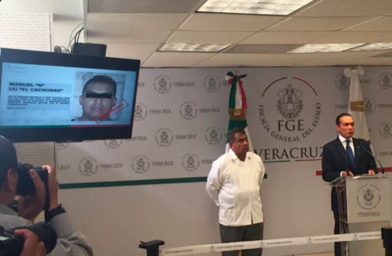 Presentación de presunto delincuente en conferencia de prensa