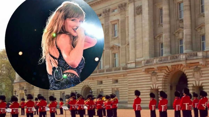 La imagen podría titularse: "Taylor Swift cantando en el Palacio de Buckingham".