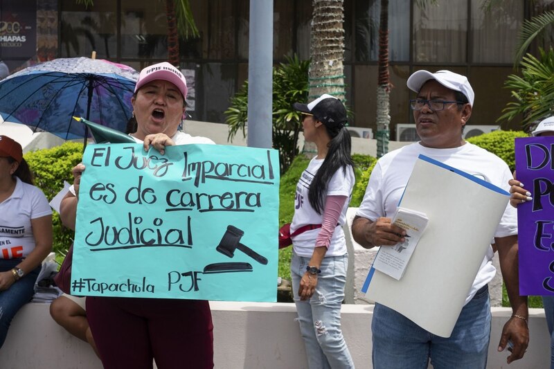 Protesta por la imparcialidad en la carrera judicial en Tapachula