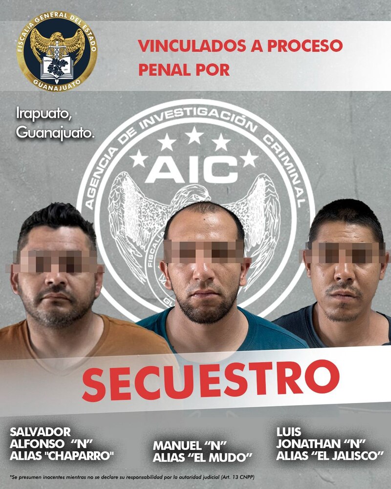 Title: Tres hombres vinculados a proceso penal por secuestro en Irapuato
