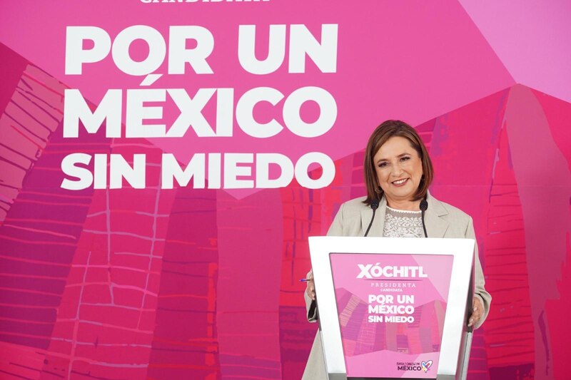 Xóchitl Gálvez, candidata a la presidencia de México por el partido Morena, durante un mitin de campaña.