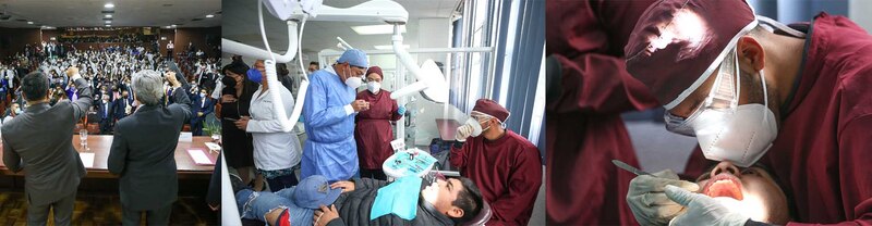 Estudiantes de odontología atienden a pacientes en una clínica dental