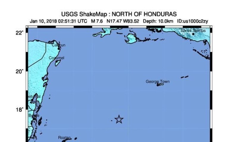 Terremoto de magnitud 7,6 en el norte de Honduras