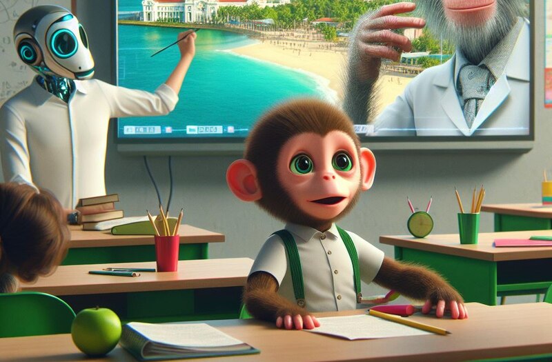 El mono en la escuela
