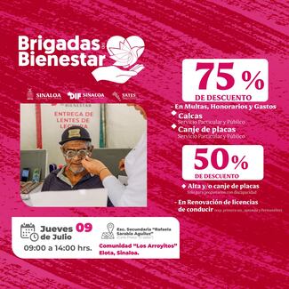 Brigada del Bienestar del DIF Sinaloa aplicará descuentos en adeudos vehiculares