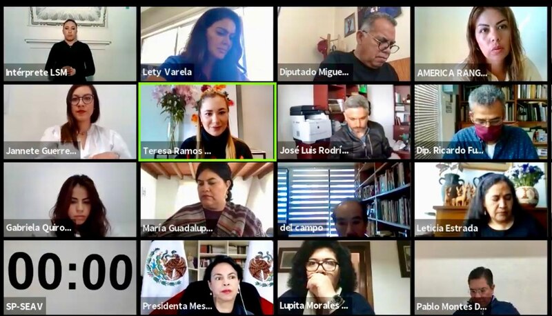 Diputados mexicanos en una reunión virtual