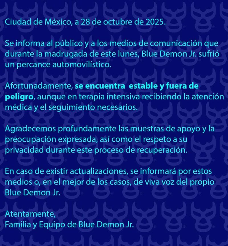 Blue Demon Jr  comunicado