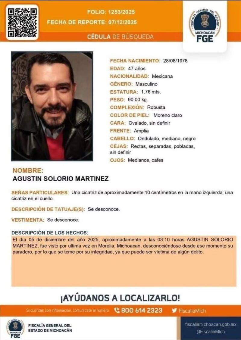 Ficha de búsqueda de Agustín Solorio