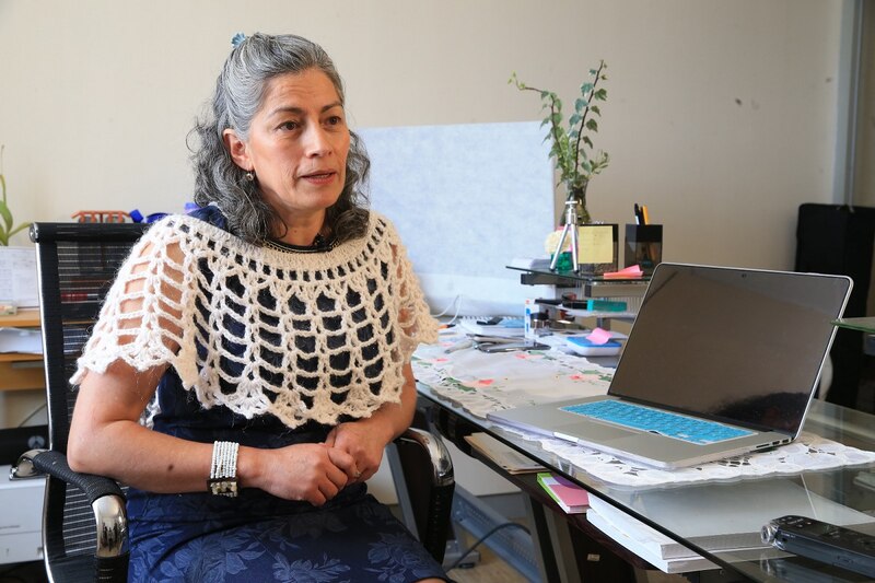 Mujer indígena en una oficina