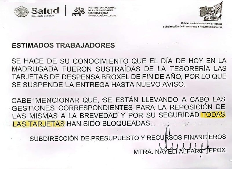 Roban vales de despensa del INER y estalla la inconformidad entre trabajadores