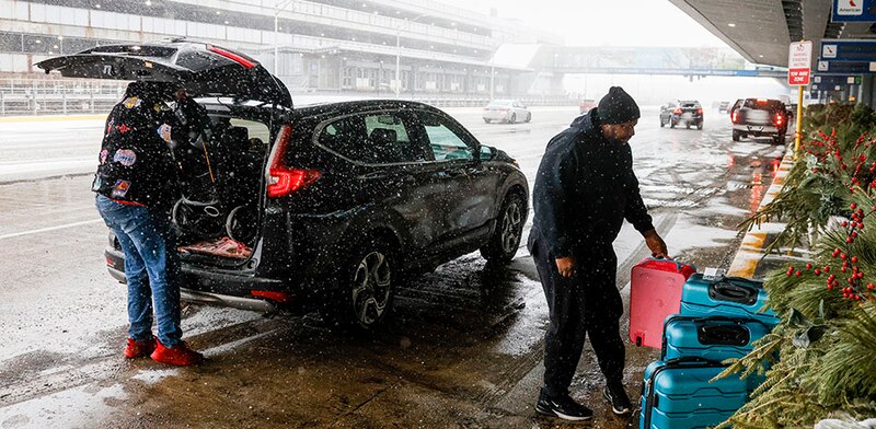 Nevando en el aeropuerto