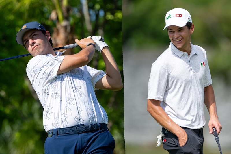 ¡Espectacular! Dos golfistas profesionales en plena acción