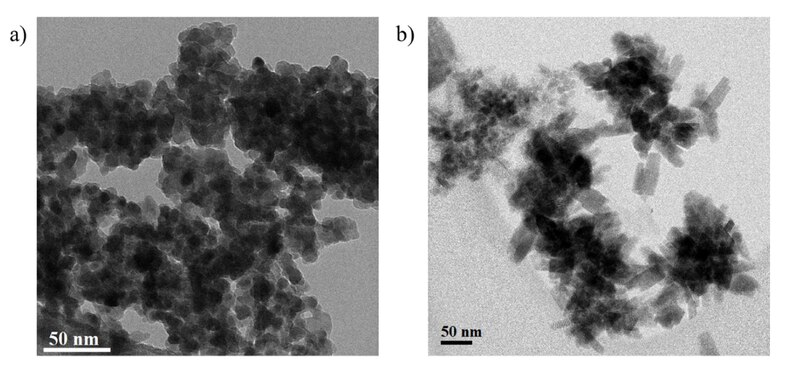 Imagen de microscopía electrónica de transmisión de una muestra de nanomateriales.