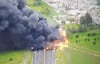 Estalla pipa con combustible tras volcar en la México-Veracruz, reportan un muerto 