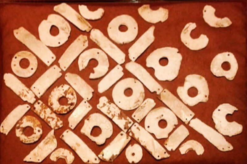 Piezas de concha nácar para mosaico.