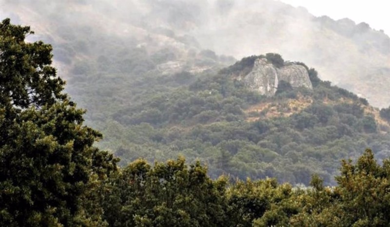 Paisaje de montaña con niebla