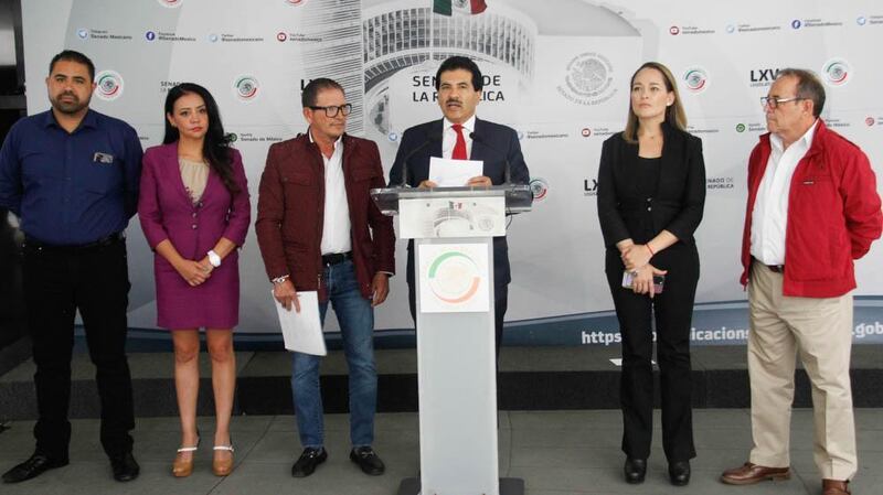 El senador Ricardo Monreal Ávila, presidente de la Junta de Coordinación Política (Jucopo), durante una conferencia de prensa.