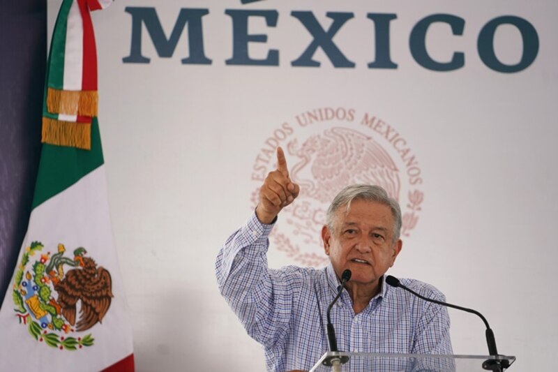 El presidente Andrés Manuel López Obrador durante un discurso.