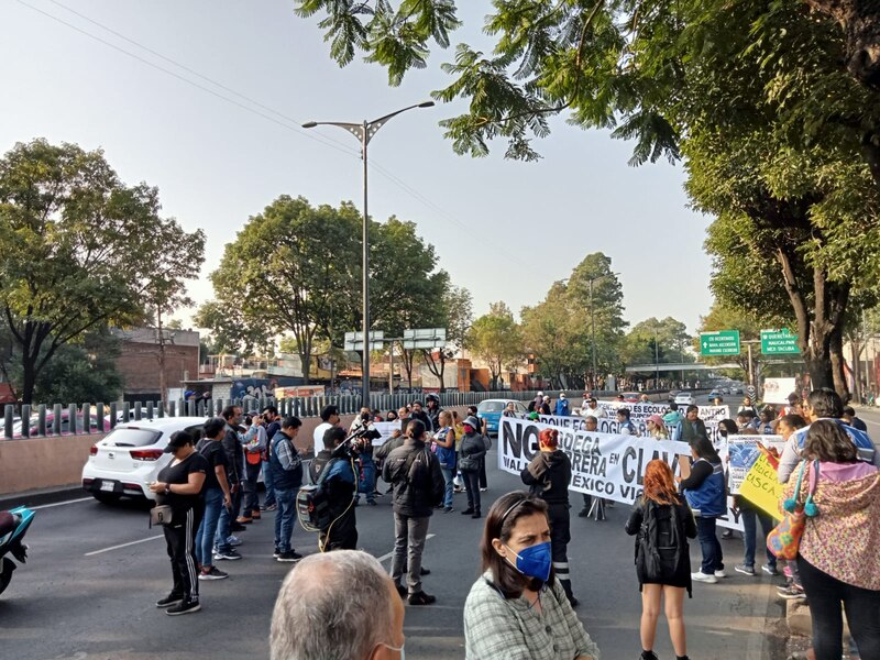 Protesta contra la construcción de un puente vehicular en la zona ecológica de humedales de Xochimilco
