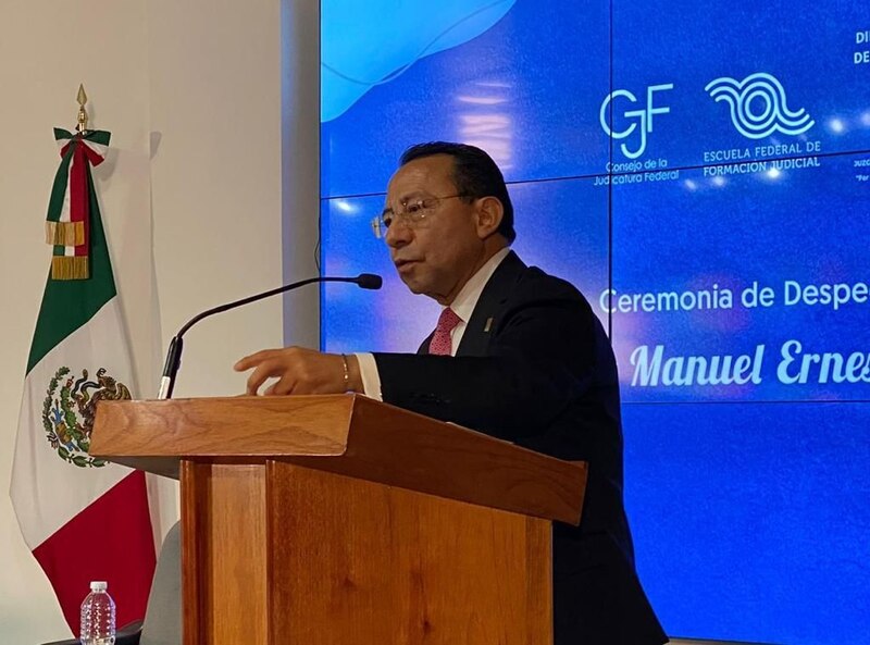 El presidente de la Suprema Corte de Justicia de la Nación (SCJN), Arturo Zaldívar, durante la ceremonia de despedida del ministro Manuel Ernesto Cossío Díaz.