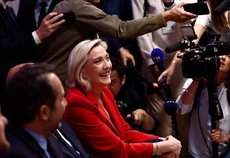 Marine Le Pen, presidenta del partido ultraderechista Agrupación Nacional, durante un mitin en París, Francia.