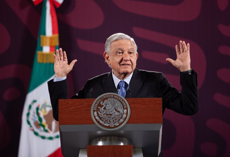 El presidente Andrés Manuel López Obrador da un discurso.