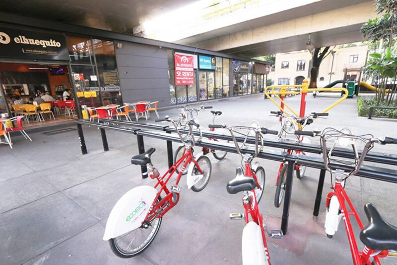 Bicicletas estacionadas en la Ciudad de México