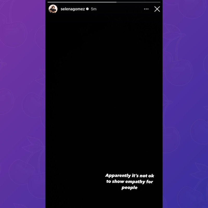 "Aparentemente no está bien mostrar empatía por otras personas" fue el mensaje que compartió Selena luego de borrar su video en Instagram.