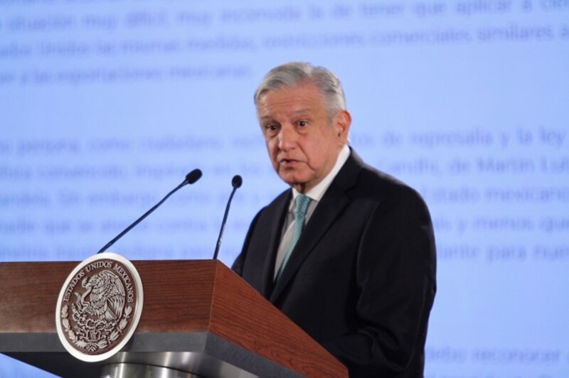 El presidente Andrés Manuel López Obrador da un discurso.
