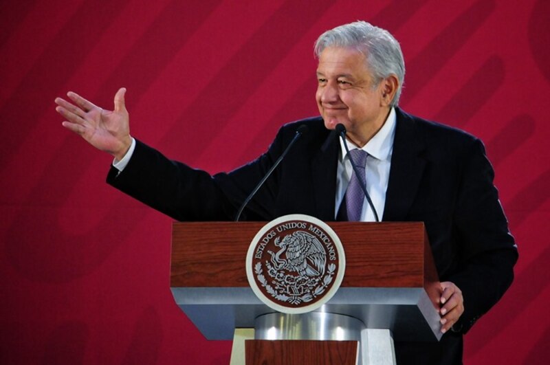 El presidente Andrés Manuel López Obrador da un discurso.