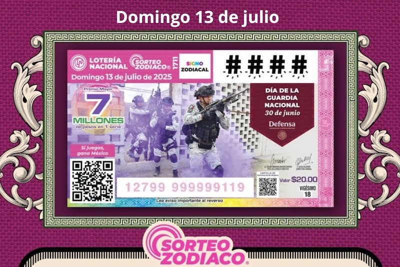 Sorteo Zodiaco dedica este billete a la Guardia Nacional