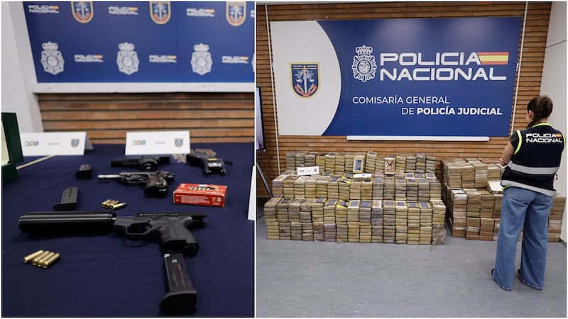 Pistolas y drogas del Cártel Jalisco Nueva Generación que se decomisaron en España