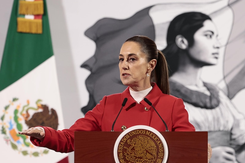 La presidenta de México, Claudia Sheinbaum, participa durante su conferencia de prensa matutina este viernes, en el Palacio Nacional de la Ciudad de México (México). Sheinbaum prometió apoyo legal a las familias mexicanas ante los planes del ‘zar de la frontera’ del próximo presidente estadounidense Donald Trump, Tom Homan, quien reintroducirá la detención de familias migrantes.