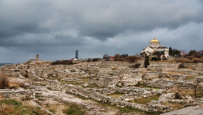 Ruinas de la antigua ciudad de Chersonesos en Sebastopol, Crimea