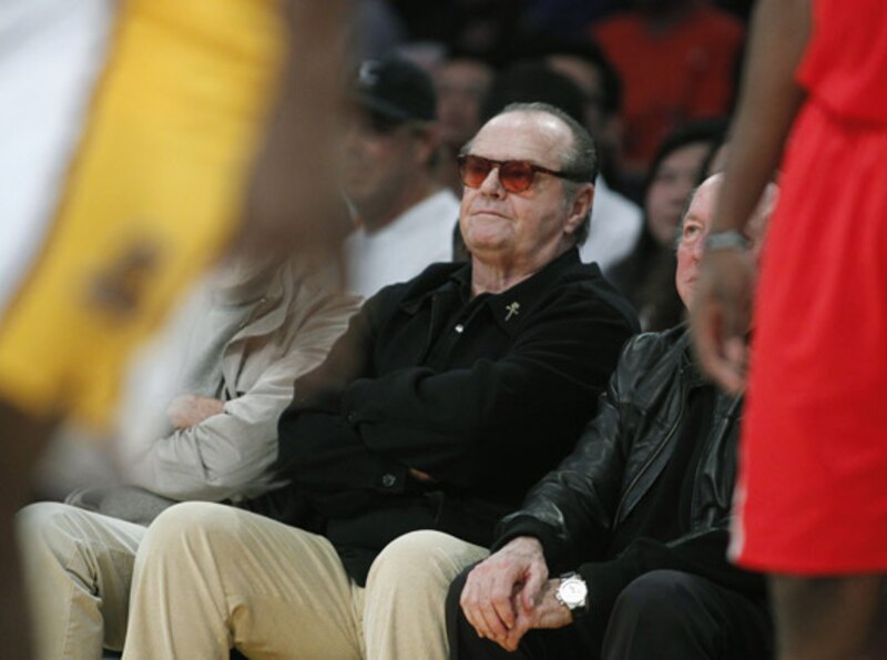 Jack Nicholson en un partido de baloncesto de Los Angeles Lakers