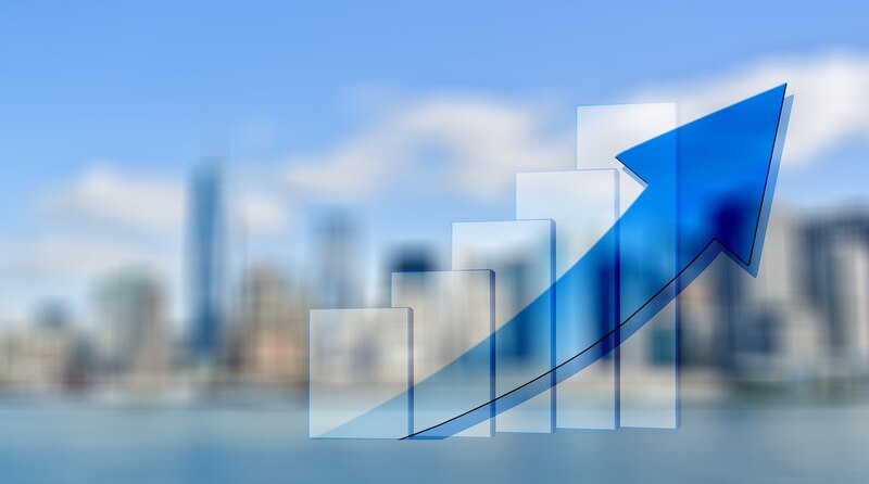 Gráfico de barras que muestra el crecimiento de una empresa