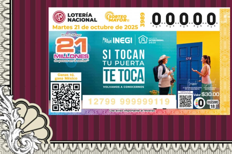 Sorteo Mayor 3989 de la Lotería Nacional 21 de octubre