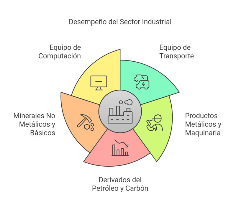 comparativa del desempeño de subsectores industriales en diciembre de 2024