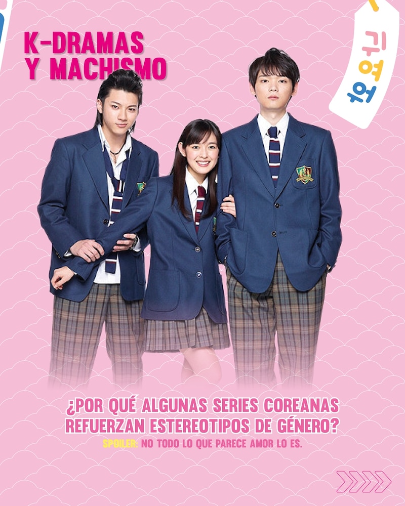 Composición fotográfica con tres actores coreanos de K-Dramas