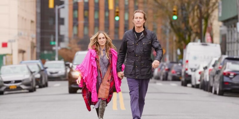 Sarah Jessica Parker y John Corbett en el set de grabación de "And Just Like That..."