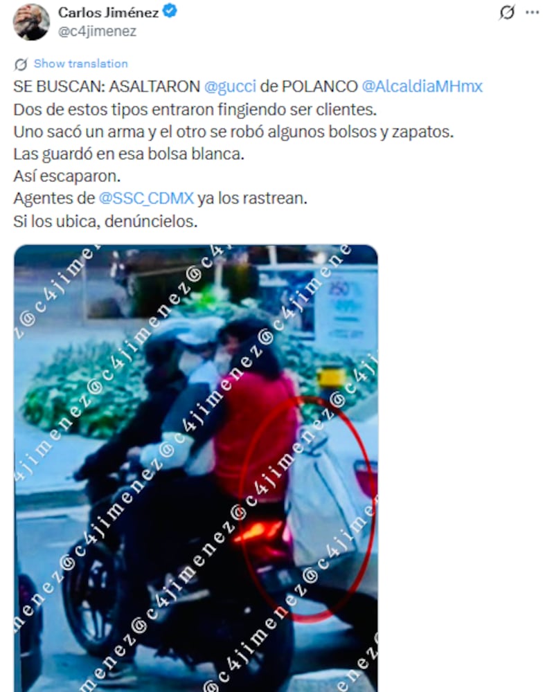 Roban tienda Gucci en Polanco
