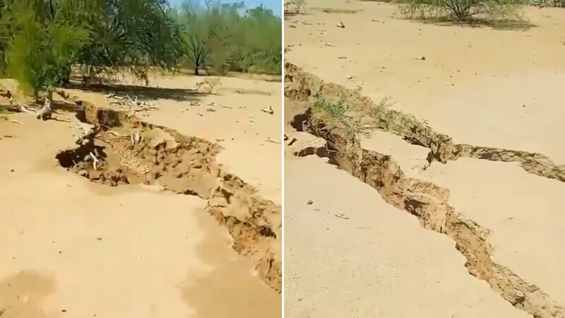Se abre enorme grieta en la tierra en desierto de Nuevo México