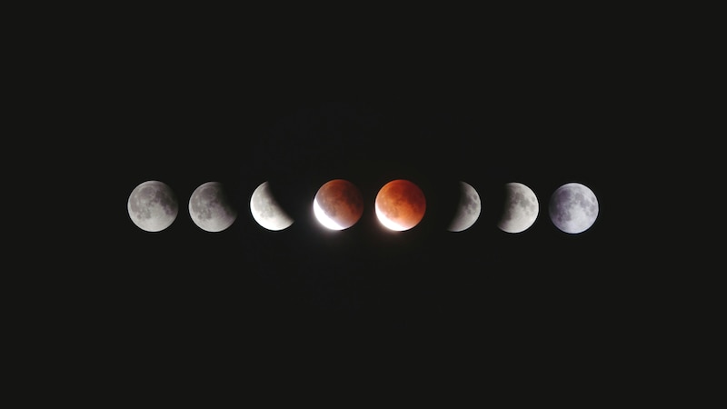 Fases del eclipse lunar. Así luce el proceso en imágenes de lo que estaremos viendo esta noche durante el eclipse total de luna 2025.