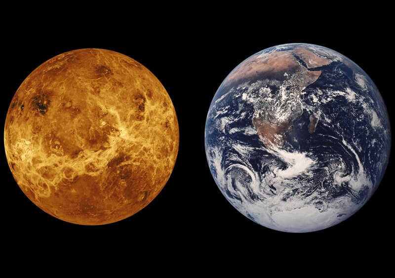 Comparación de Venus y la Tierra