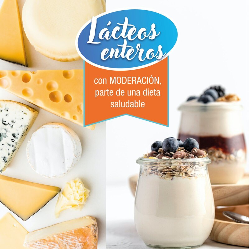 Lácteos enteros, con moderación, parte de una dieta saludable