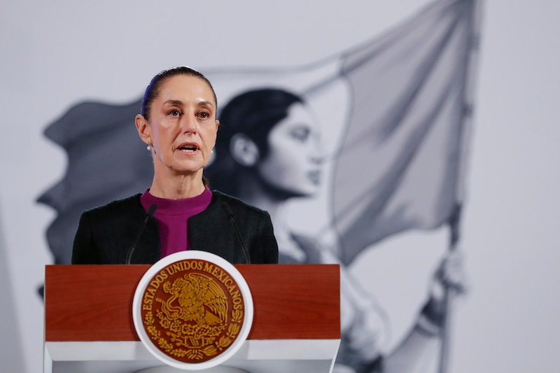 La presidenta de México, Claudia Sheinbaum, participa este miércoles en una rueda de prensa en el Palacio Nacional, en la Ciudad de México