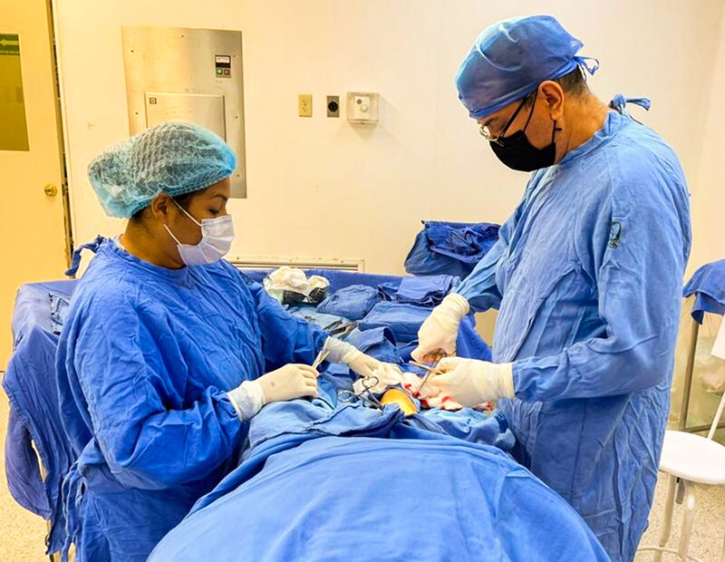 Cirujanos realizan una operación.