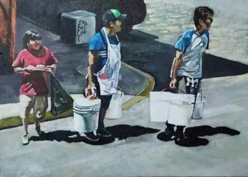Pintura de la exposición "Dímelo en la calle" en Bellas Hartas de Ashes77