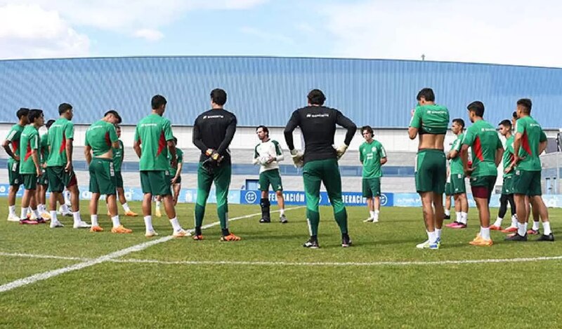El entrenador de fútbol da instrucciones a sus jugadores