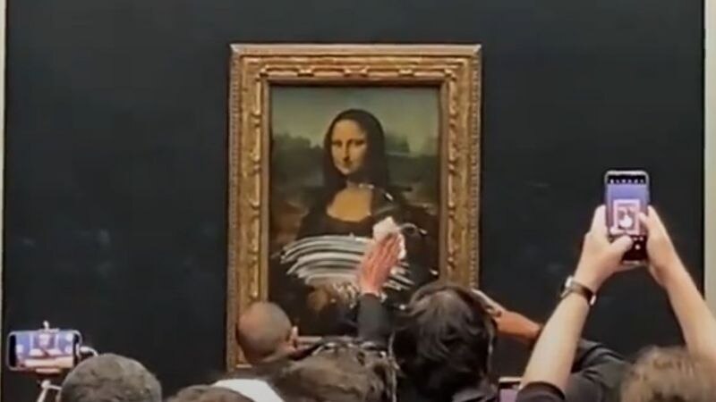 Mona Lisa vandalizada con un pastel